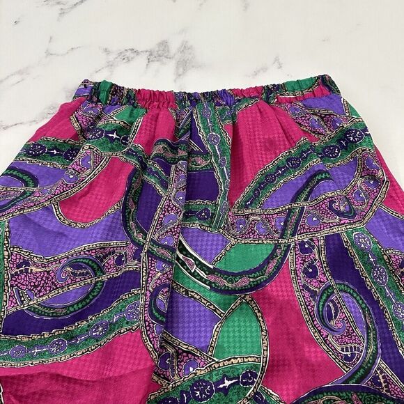 Gianna Womens Vintage 90s Midi Skirt Size 12 Purple Pink Paisley Pleated Satin - Picture 8 of 10